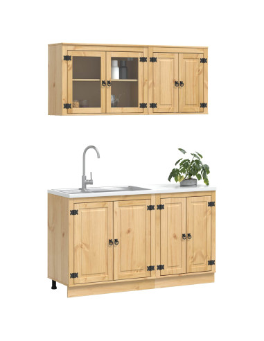 Armadietto con lo scaffale con porta 4 pcs Miele Pino massello