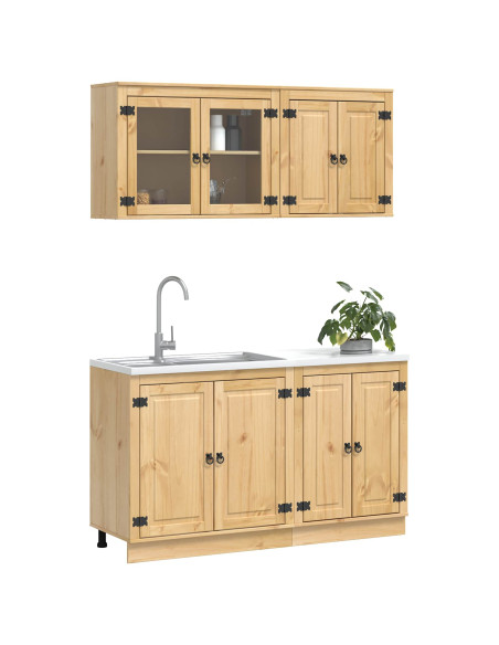 Armadietto con lo scaffale con porta 4 pcs Miele Pino massello