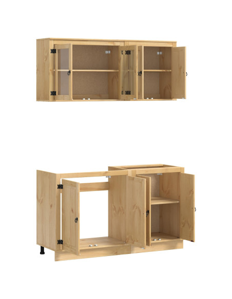 Armadietto con lo scaffale con porta 4 pcs Miele Pino massello