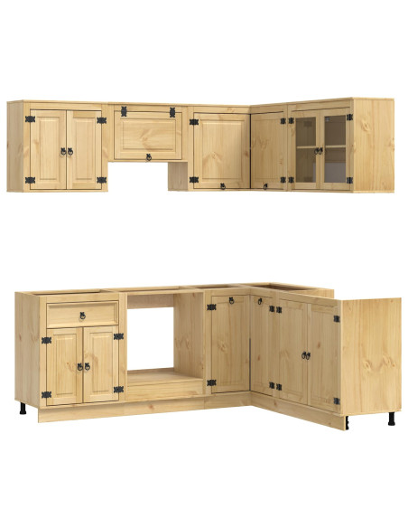 Armadietto con lo scaffale con porta 8 pcs Miele Pino massello