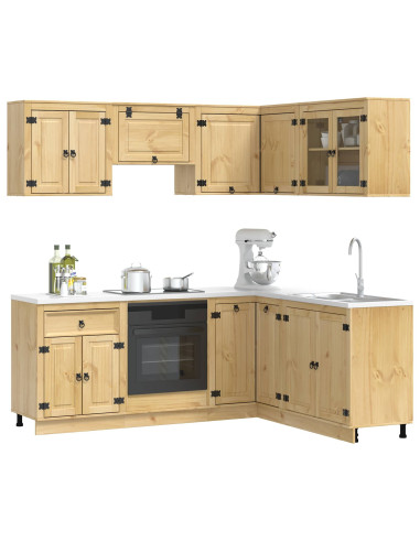 Armadietto con lo scaffale con porta 8 pcs Miele Pino massello
