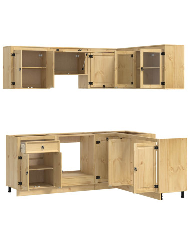 Armadietto con lo scaffale con porta 8 pcs Miele Pino massello