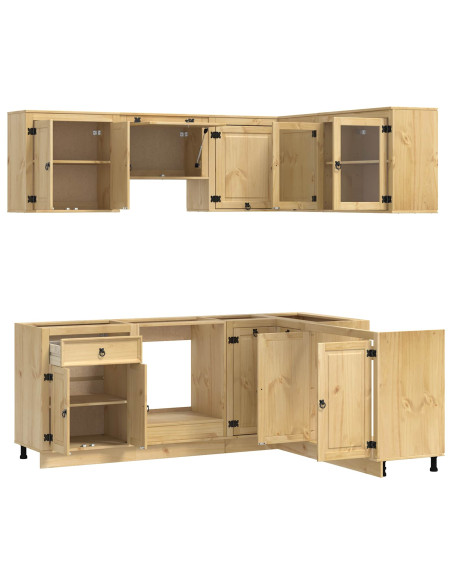 Armadietto con lo scaffale con porta 8 pcs Miele Pino massello