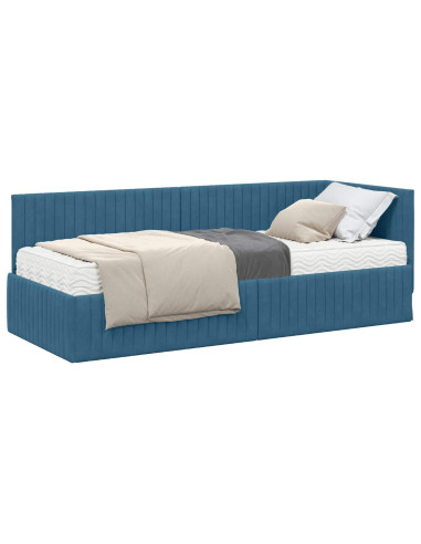 Struttura Letto Angolare con Materasso 2 pcs Blu Velluto