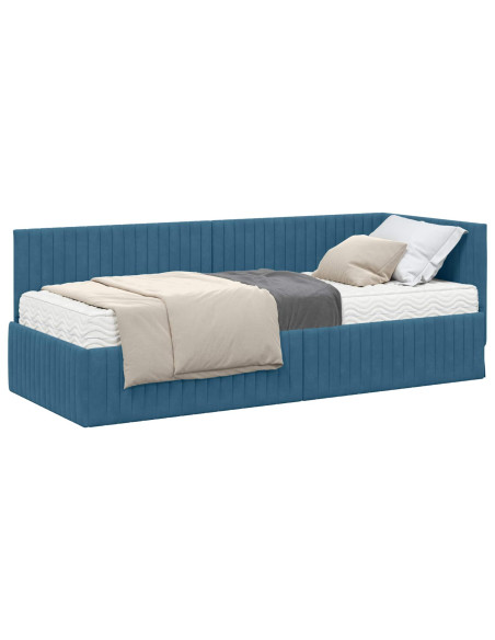Struttura Letto Angolare con Materasso 2 pcs Blu Velluto