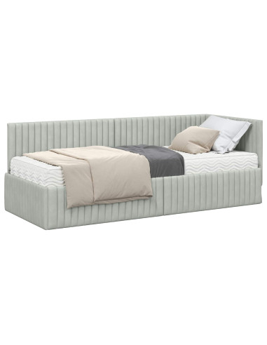 Struttura Letto Angolare con Materasso 2 pcs Grigio chiaro