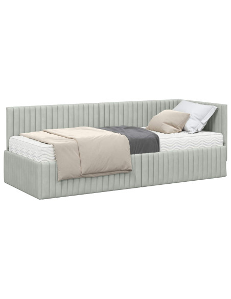 Struttura Letto Angolare con Materasso 2 pcs Grigio chiaro