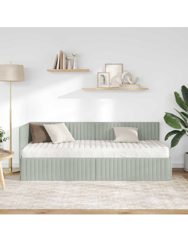 Struttura Letto Angolare con Materasso 2 pcs Grigio chiaro