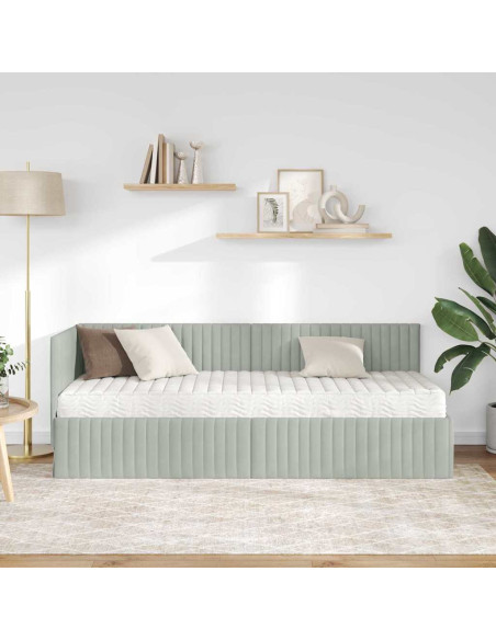 Struttura Letto Angolare con Materasso 2 pcs Grigio chiaro