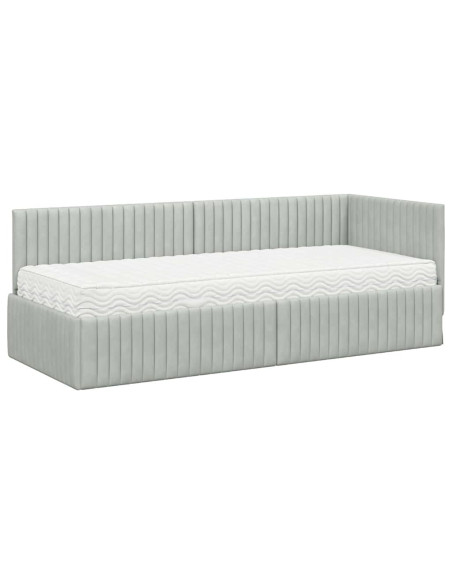 Struttura Letto Angolare con Materasso 2 pcs Grigio chiaro