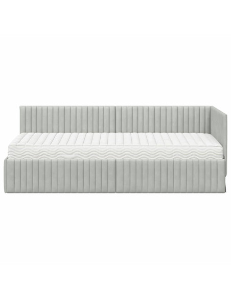 Struttura Letto Angolare con Materasso 2 pcs Grigio chiaro