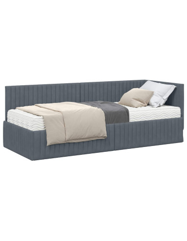 Struttura Letto Angolare con Materasso 2 pcs Grigio Velluto