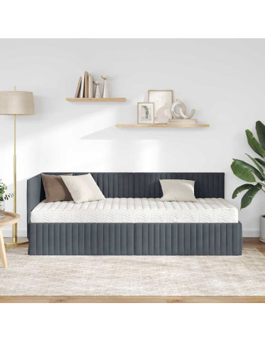 Struttura Letto Angolare con Materasso 2 pcs Grigio Velluto