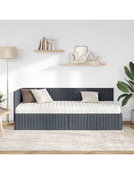 Struttura Letto Angolare con Materasso 2 pcs Grigio Velluto