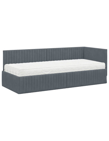 Struttura Letto Angolare con Materasso 2 pcs Grigio Velluto