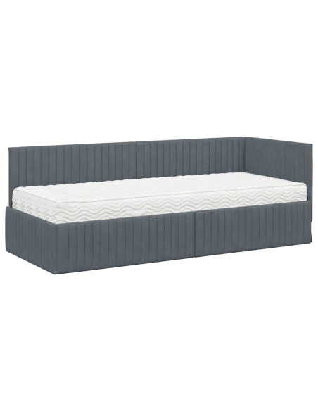Struttura Letto Angolare con Materasso 2 pcs Grigio Velluto