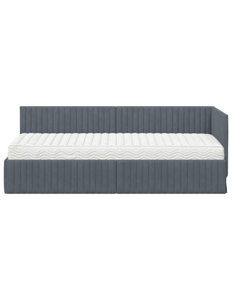 Struttura Letto Angolare con Materasso 2 pcs Grigio Velluto