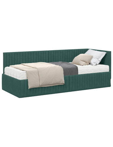 Struttura Letto Angolare con Materasso 2 pcs Verde Velluto