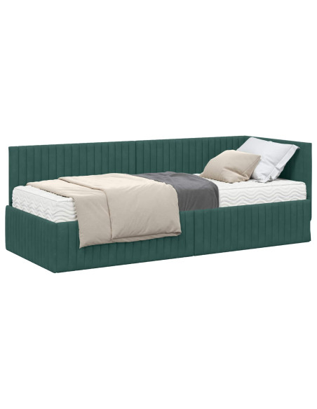 Struttura Letto Angolare con Materasso 2 pcs Verde Velluto