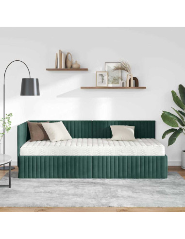 Struttura Letto Angolare con Materasso 2 pcs Verde Velluto