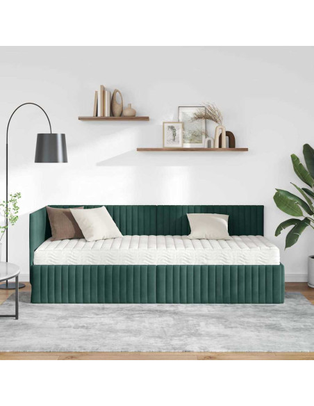 Struttura Letto Angolare con Materasso 2 pcs Verde Velluto