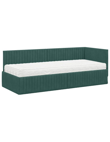 Struttura Letto Angolare con Materasso 2 pcs Verde Velluto