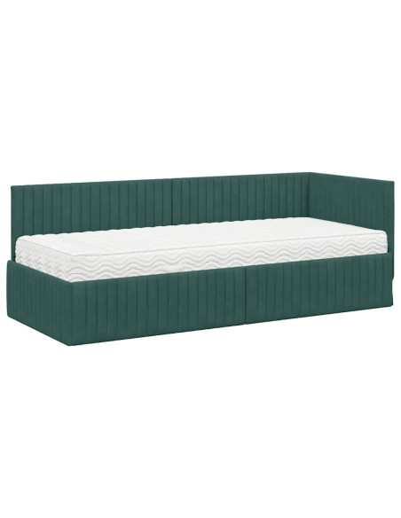 Struttura Letto Angolare con Materasso 2 pcs Verde Velluto