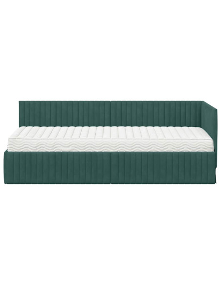 Struttura Letto Angolare con Materasso 2 pcs Verde Velluto