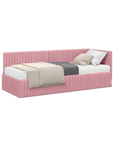 Struttura Letto Angolare con Materasso 2 pcs Grigio Velluto