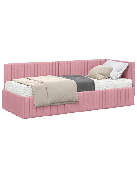 Struttura Letto Angolare con Materasso 2 pcs Grigio Velluto