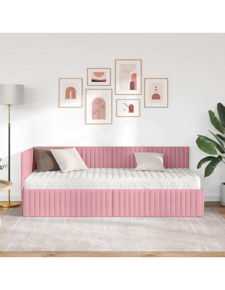 Struttura Letto Angolare con Materasso 2 pcs Grigio Velluto