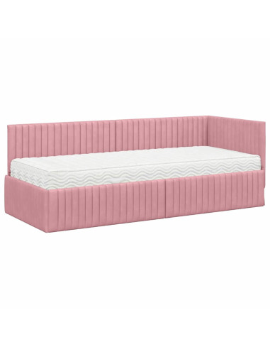 Struttura Letto Angolare con Materasso 2 pcs Grigio Velluto