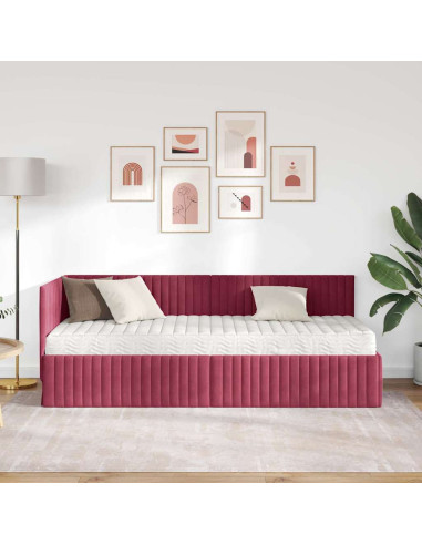 Struttura Letto Angolare con Materasso 2 pcs Verde Velluto
