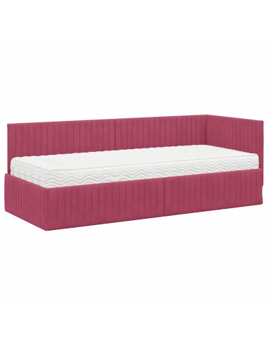 Struttura Letto Angolare con Materasso 2 pcs Verde Velluto