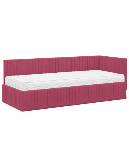 Struttura Letto Angolare con Materasso 2 pcs Verde Velluto
