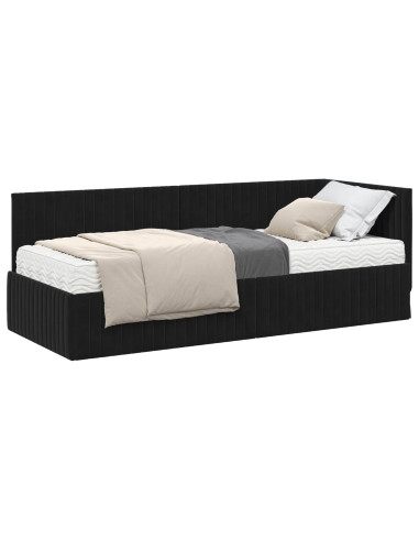 Struttura Letto Angolare con Materasso 2 pcs Nero Velluto
