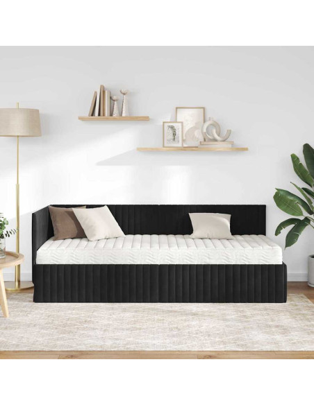 Struttura Letto Angolare con Materasso 2 pcs Nero Velluto