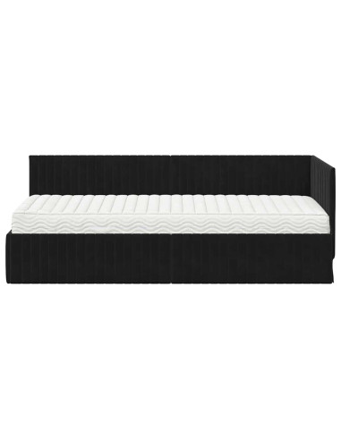 Struttura Letto Angolare con Materasso 2 pcs Nero Velluto