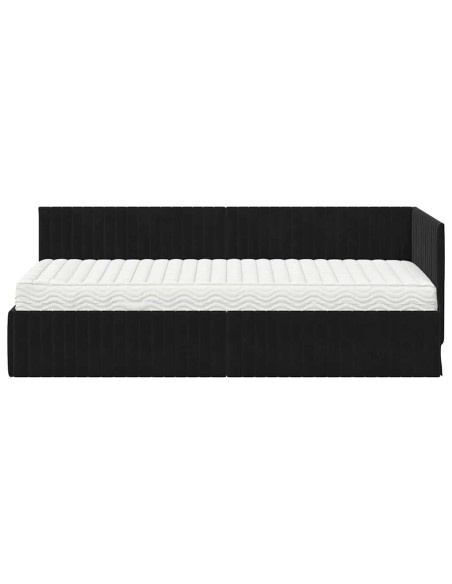 Struttura Letto Angolare con Materasso 2 pcs Nero Velluto