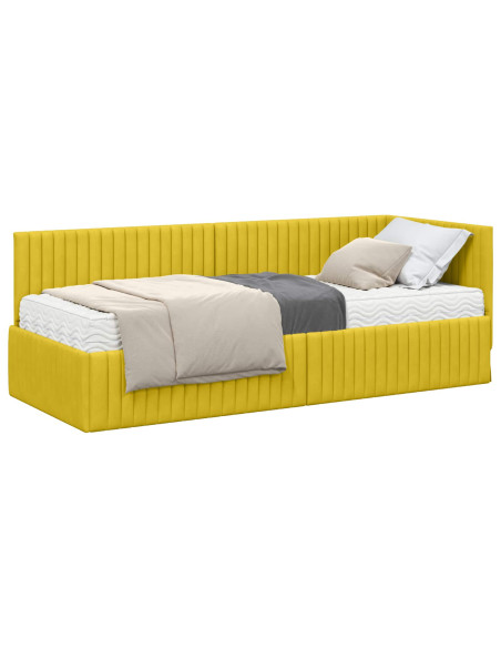 Struttura Letto Angolare con Materasso 2 pcs Giallo Velluto