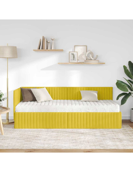 Struttura Letto Angolare con Materasso 2 pcs Giallo Velluto