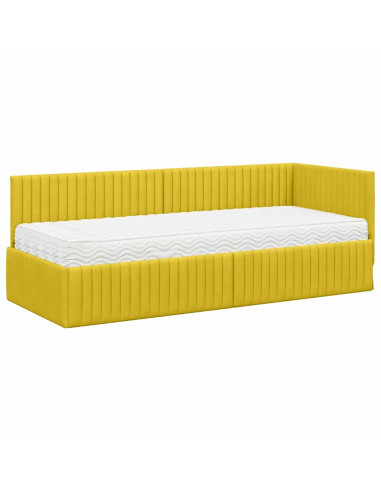 Struttura Letto Angolare con Materasso 2 pcs Giallo Velluto