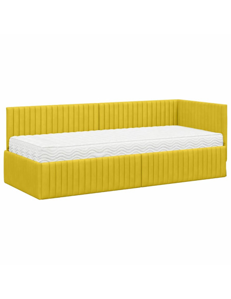 Struttura Letto Angolare con Materasso 2 pcs Giallo Velluto
