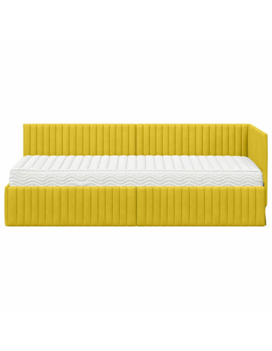 Struttura Letto Angolare con Materasso 2 pcs Giallo Velluto