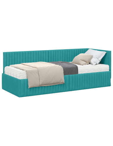 Struttura Letto Angolare con Materasso 2 pcs Turchese Velluto