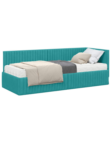 Struttura Letto Angolare con Materasso 2 pcs Turchese Velluto