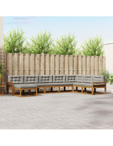 Set di divani da esterno 8 pcs Grigio Naturale e Chiaro