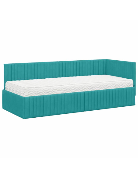 Struttura Letto Angolare con Materasso 2 pcs Turchese Velluto