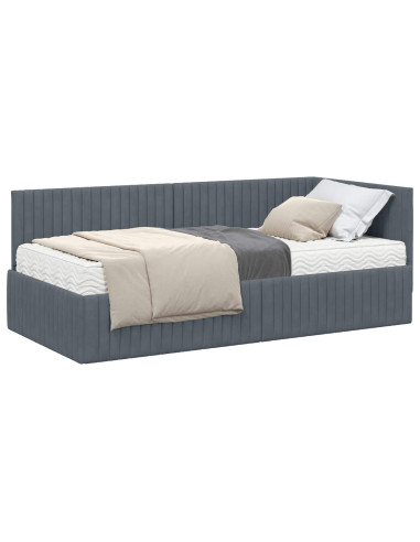 Struttura Letto Angolare con Materasso 2 pcs Grigio Velluto