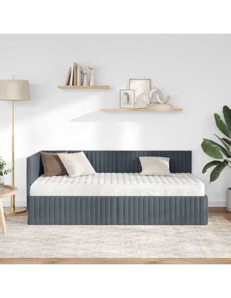 Struttura Letto Angolare con Materasso 2 pcs Grigio Velluto
